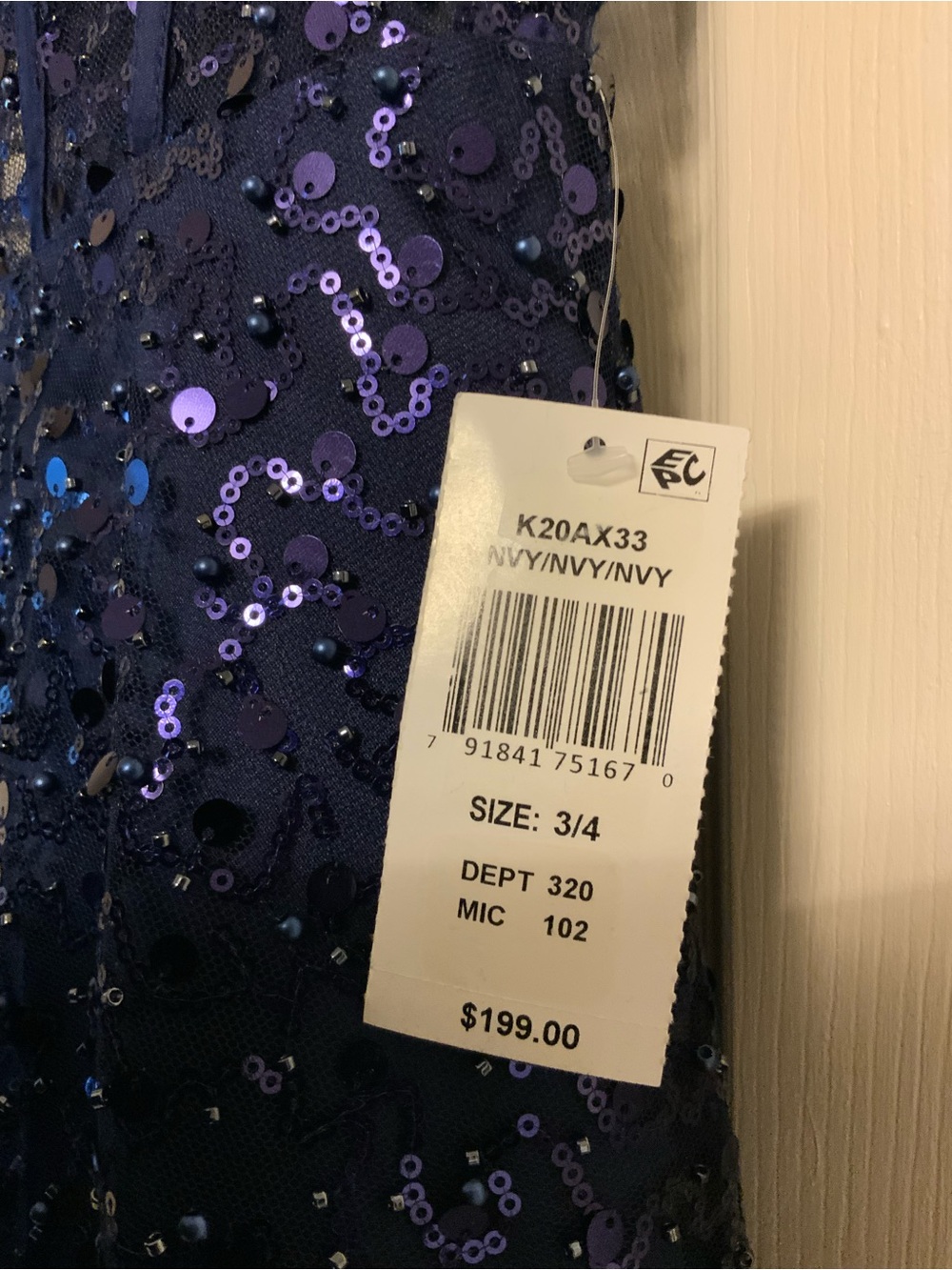 B Darlin Navy Sequin Bow-Front Maxi Dress - Picture 5 of 11